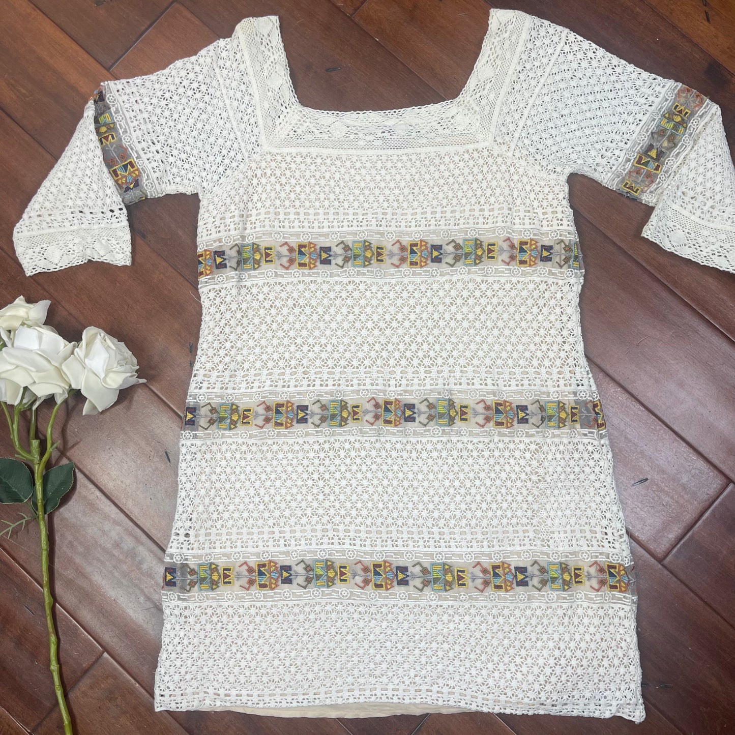 THRIFTED CALYPSO ST. BARTH EMBROIDERED MINI DRESS