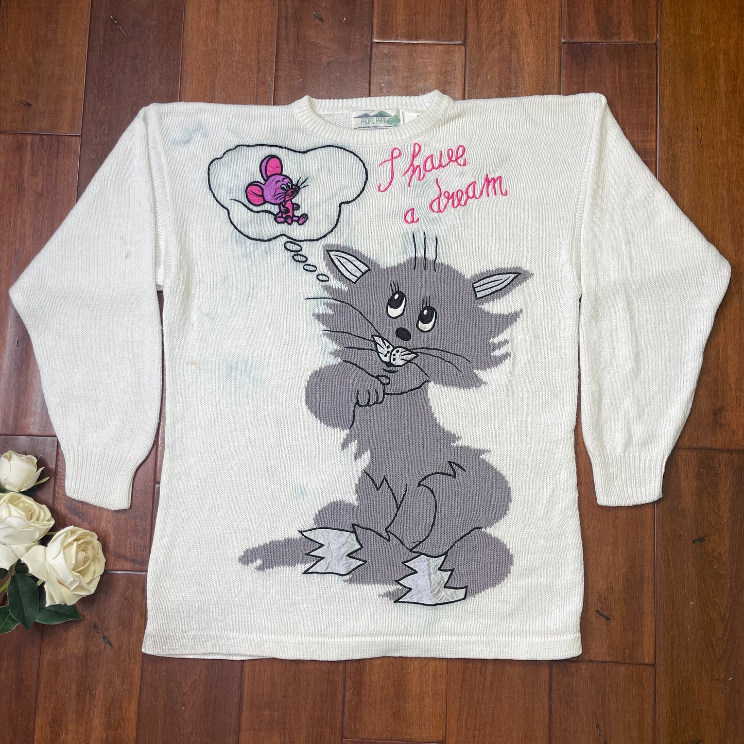 VINTAGE “I HAVE A DREAM” KITTY KNIT SWEATER