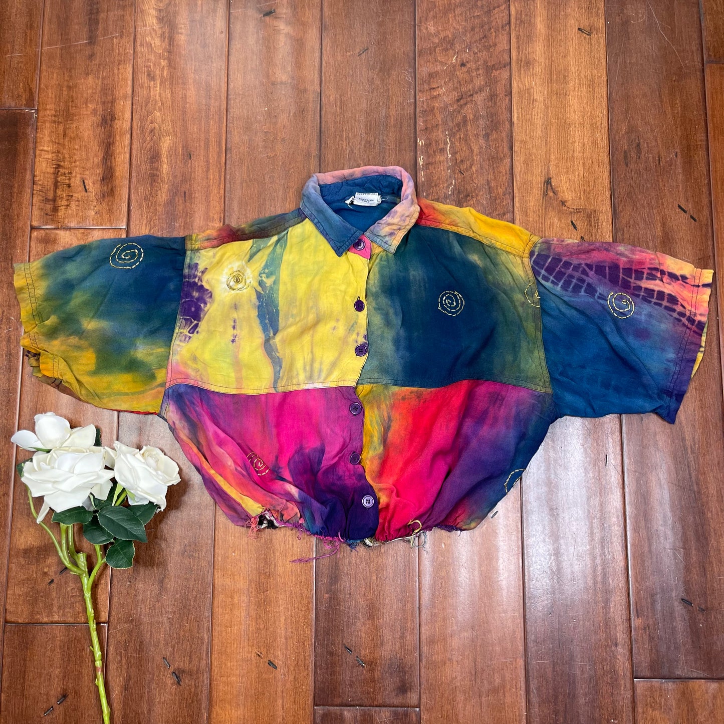 VINTAGE BOHO CROPPED BUTTON-UP