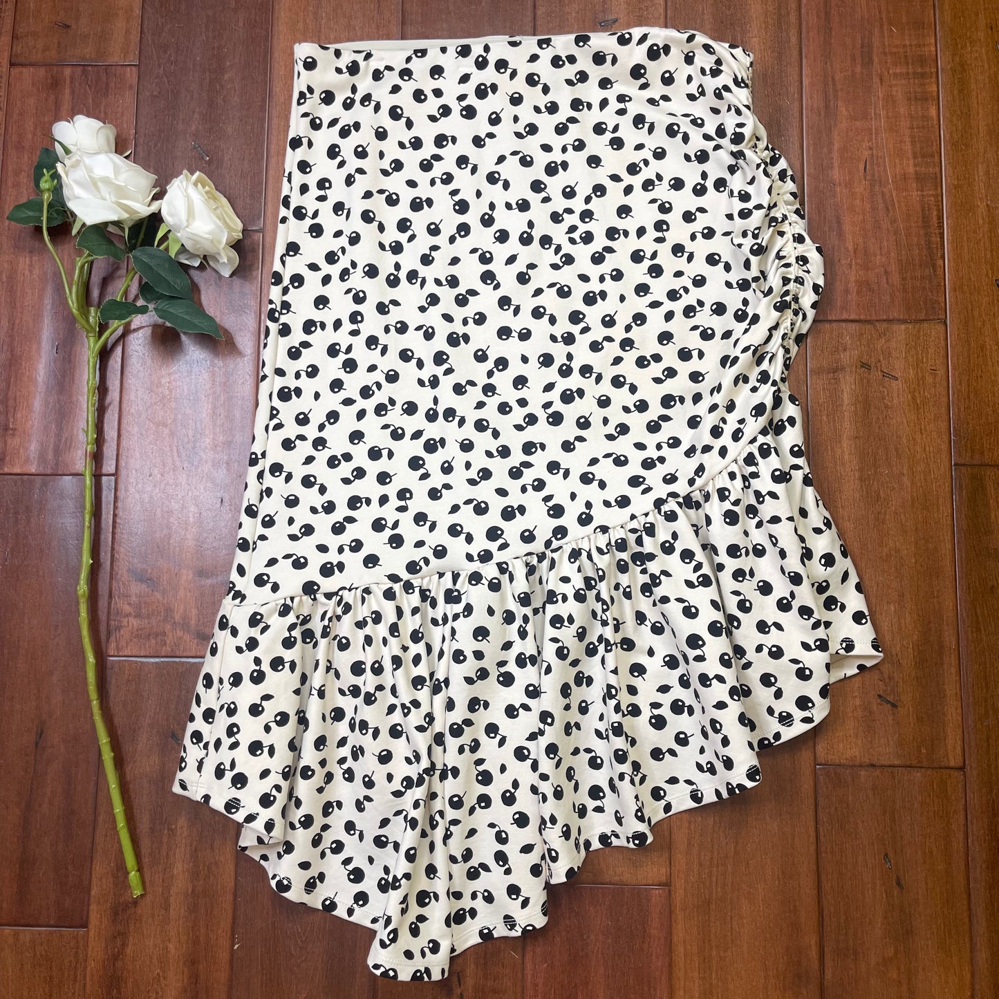 THRIFTED MAEVE BY ANTHROPOLOGIE CHERRY RUCHED SKIRT