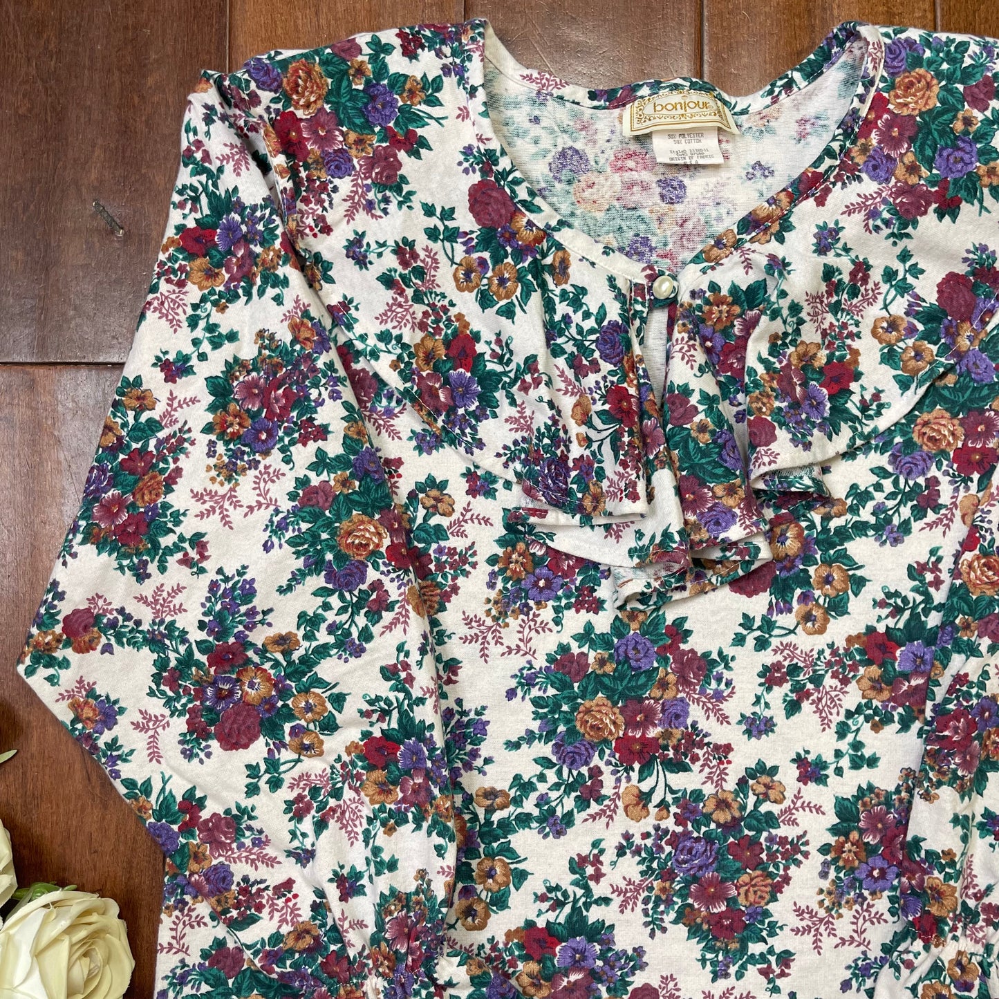 VINTAGE RUFFLED FLORAL TOP