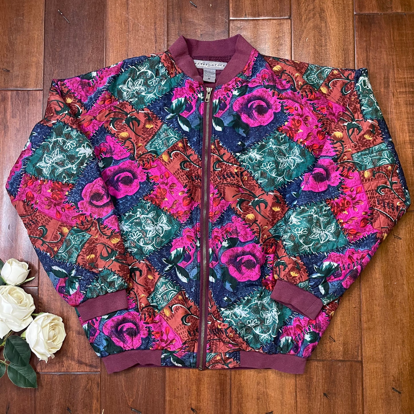 VINTAGE FLORAL ZIP-UP WINDBREAKER