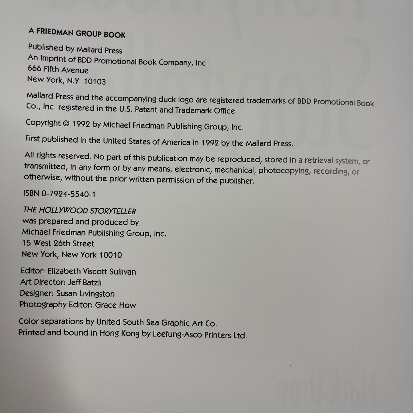 VINTAGE THE HOLLYWOOD STORYTELLER HARDCOVER BOOK