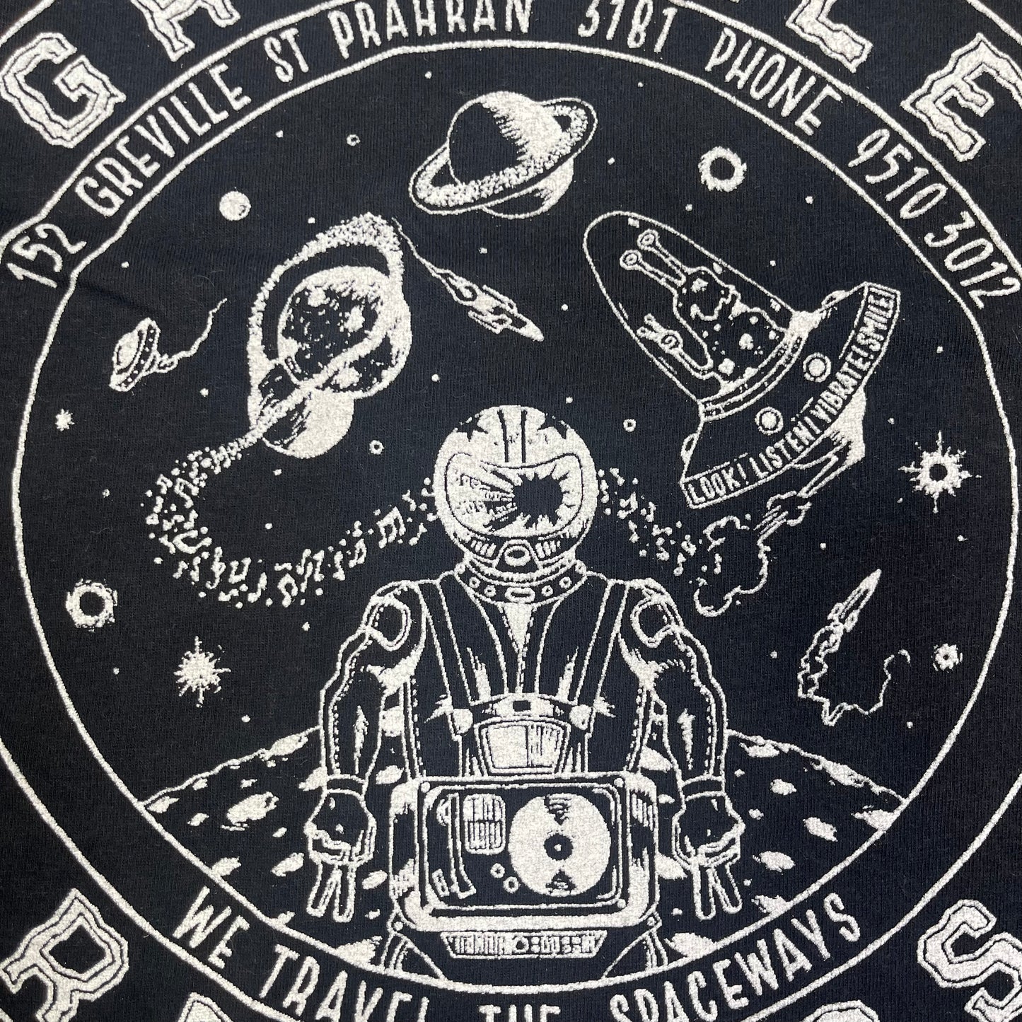 THRIFTED DJ IN SPACE CROPPED TEE