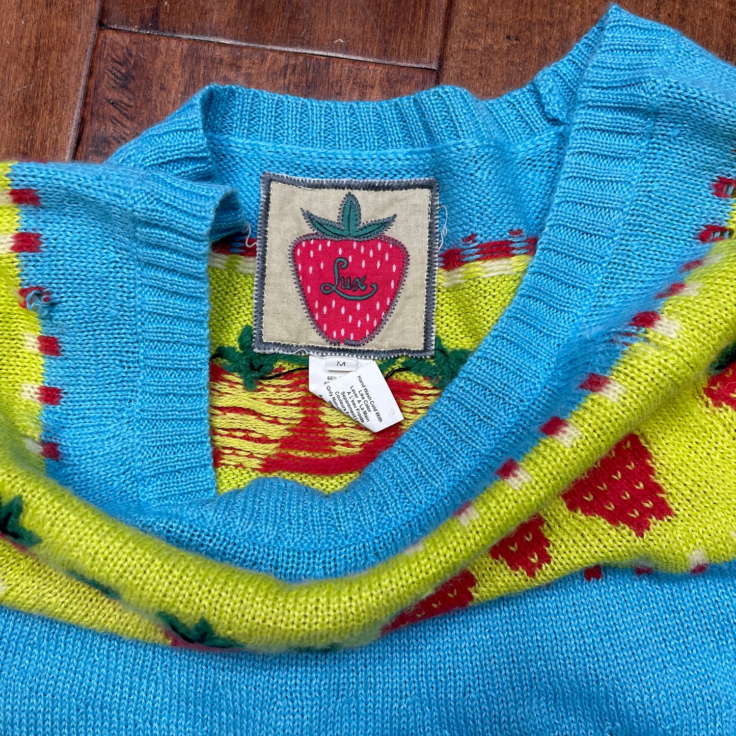 THRIFTED STRAWBERRY SCOOP-NECK SWEATER