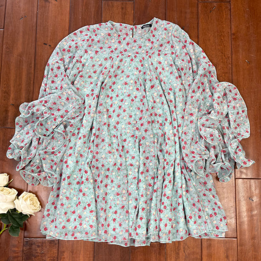 THRIFTED FLORAL BELL SLEEVES DRESS