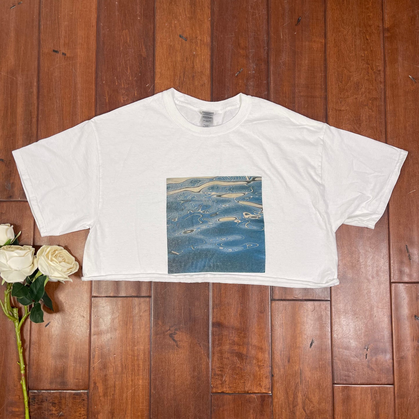 THRIFTED PSYCHEDELIC RIPPLE CROPPED TEE