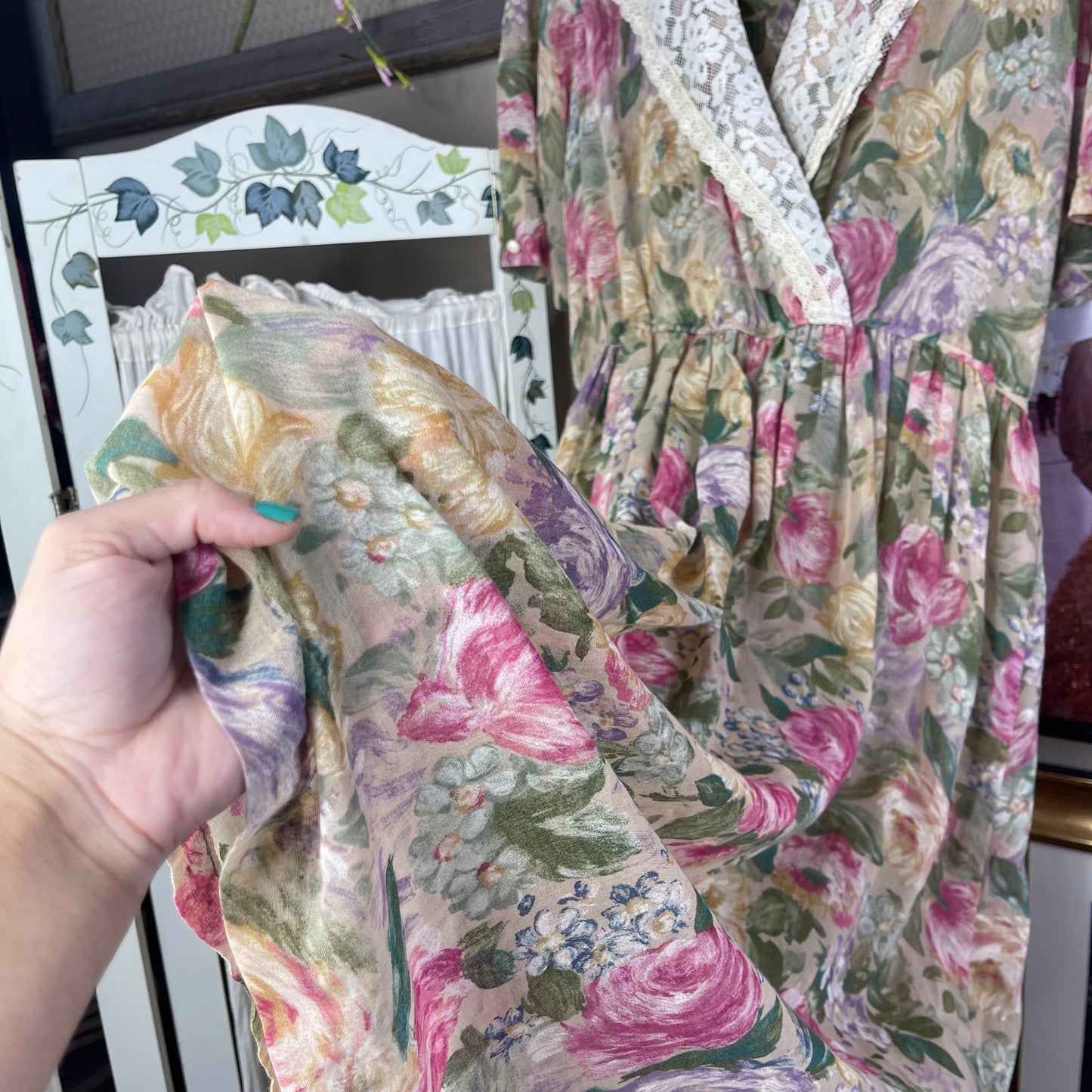 VINTAGE 80’S SHEER FLORAL DRESS