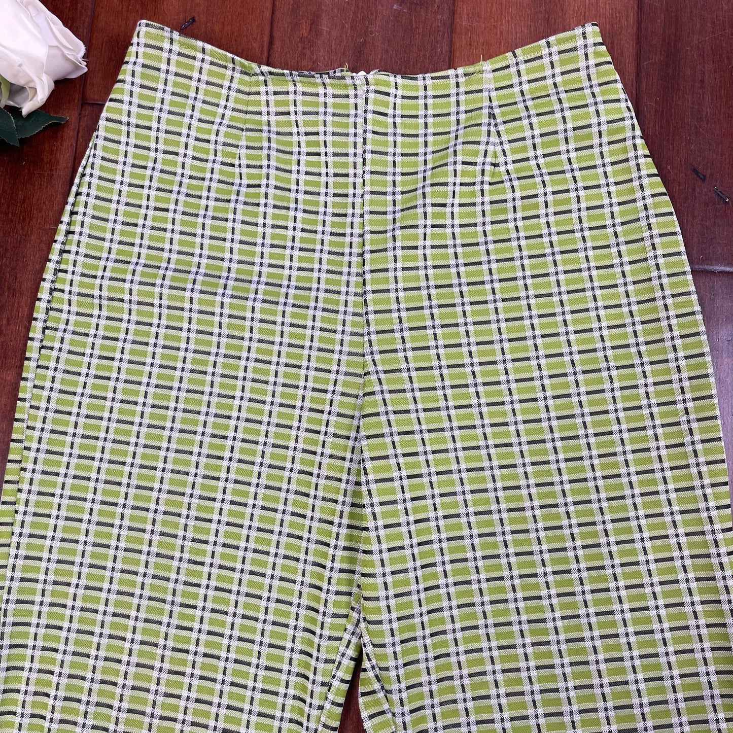 VINTAGE Y2K LIME GREEN PLAID PANTS