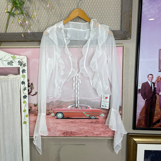 Thrifted Ruffle Bell Sleeve Top