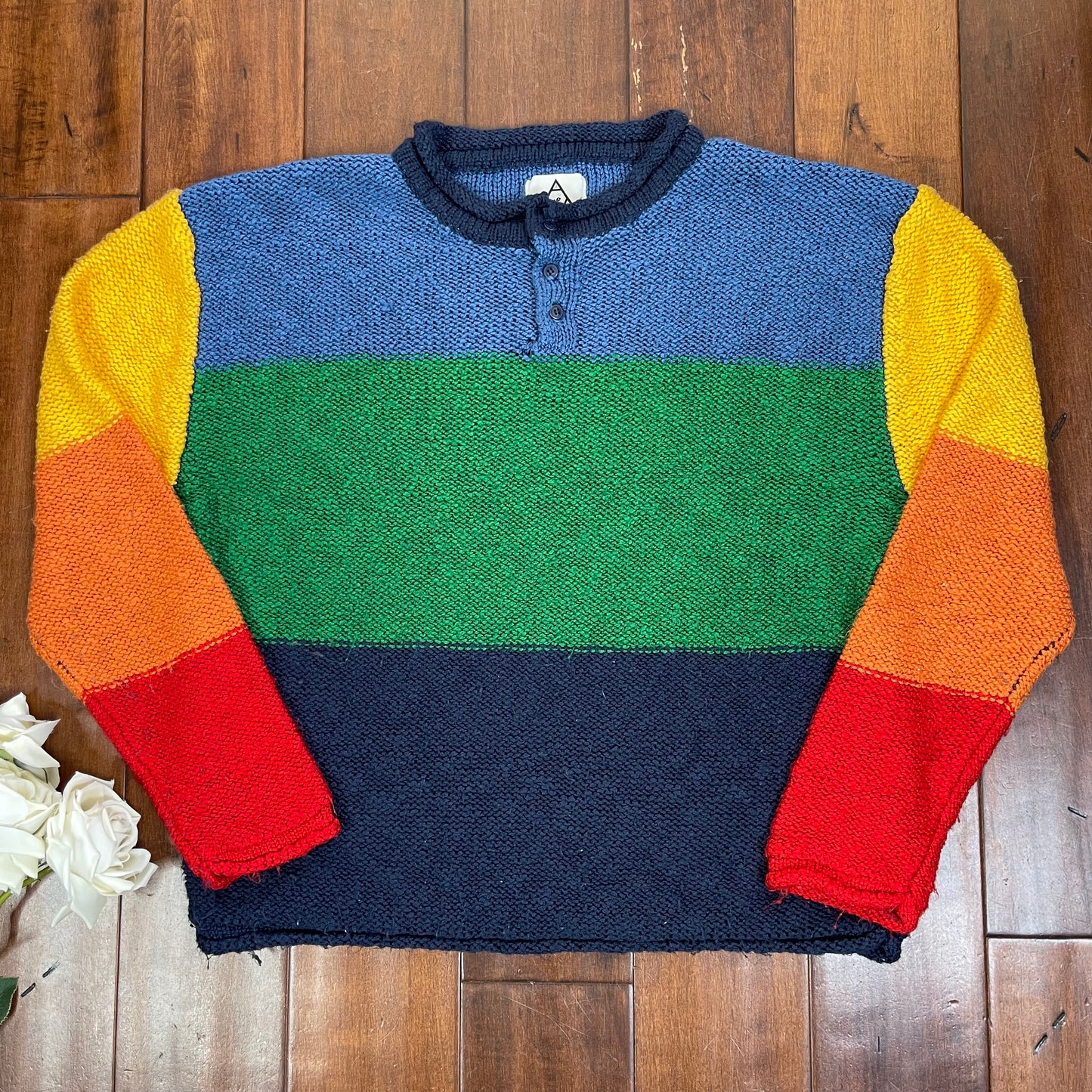 THRIFTED UNIF COLORBLOCKED POLO SWEATER