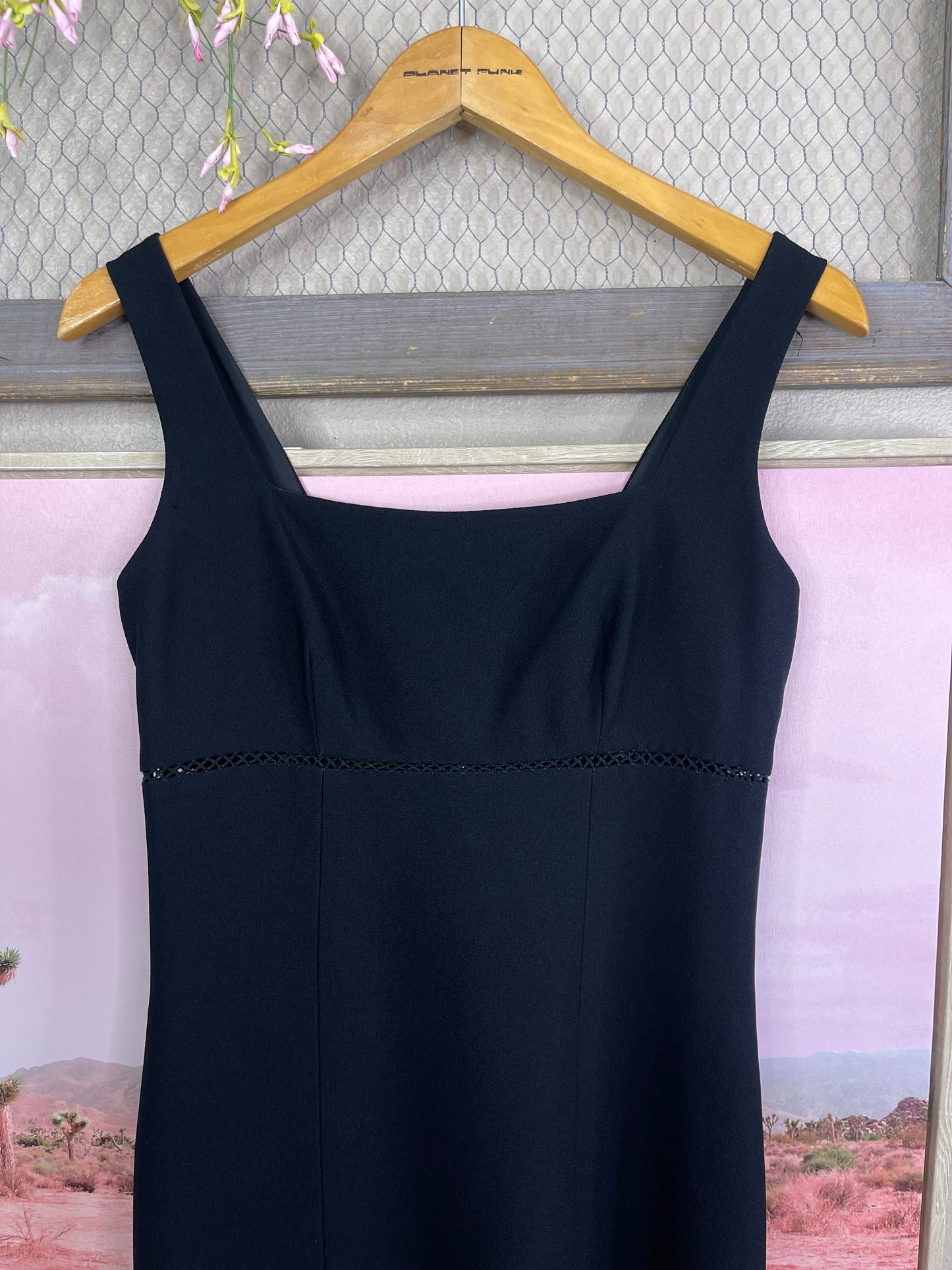 VINTAGE BEBE MINI BLACK DRESS