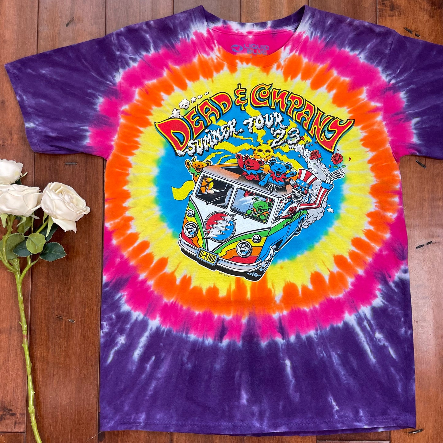 Thrifted Liquid Blue Grateful Dead Final Summer Tour 2023 Tie-Die T-Shirt
