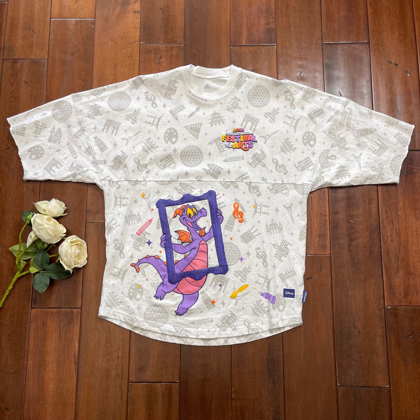 Thrifted Disney Parks EPCOT Festival Of The Arts 2024 Figment Spirit Cut-Up Jersey
