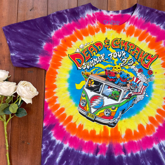 Thrifted Liquid Blue Grateful Dead Final Summer Tour 2023 Tie-Die T-Shirt