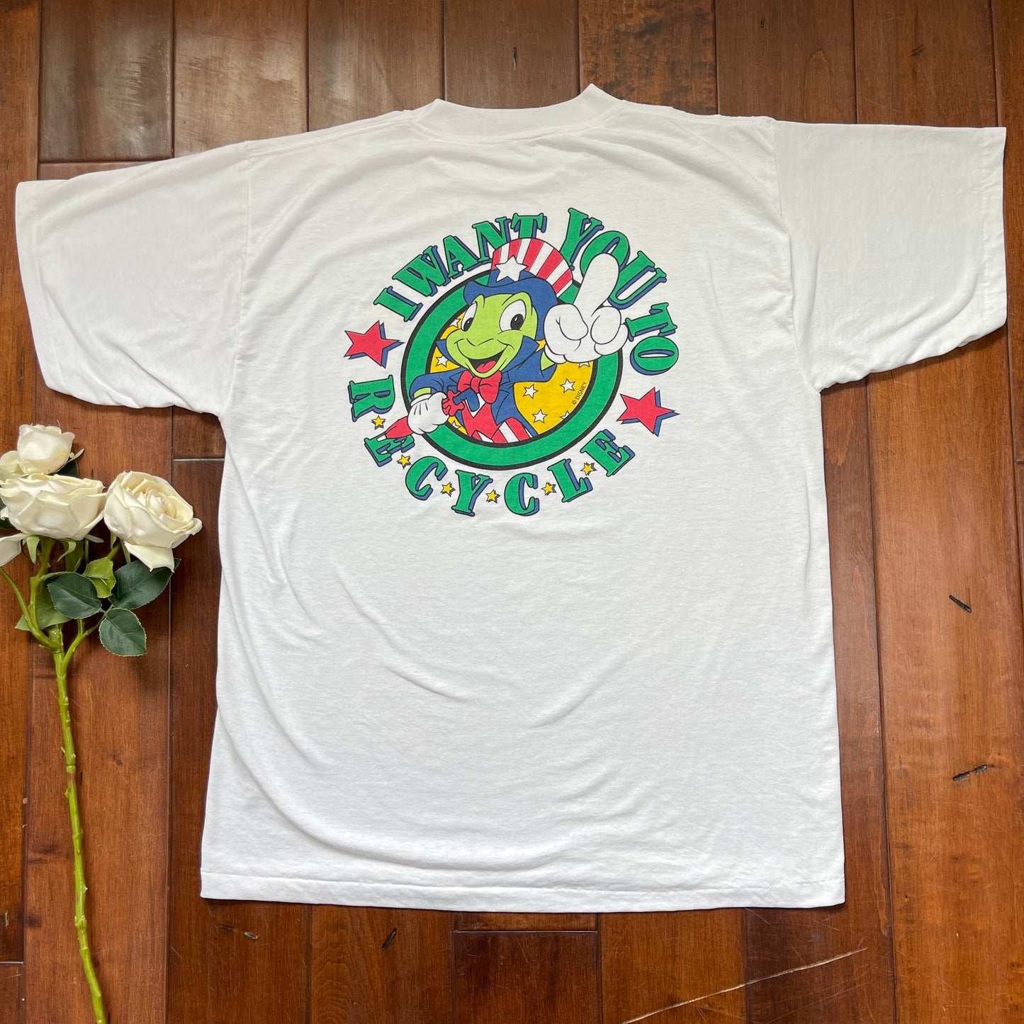Vintage 90’s Rare Disney Jiminy Cricket Recycle T-Shirt