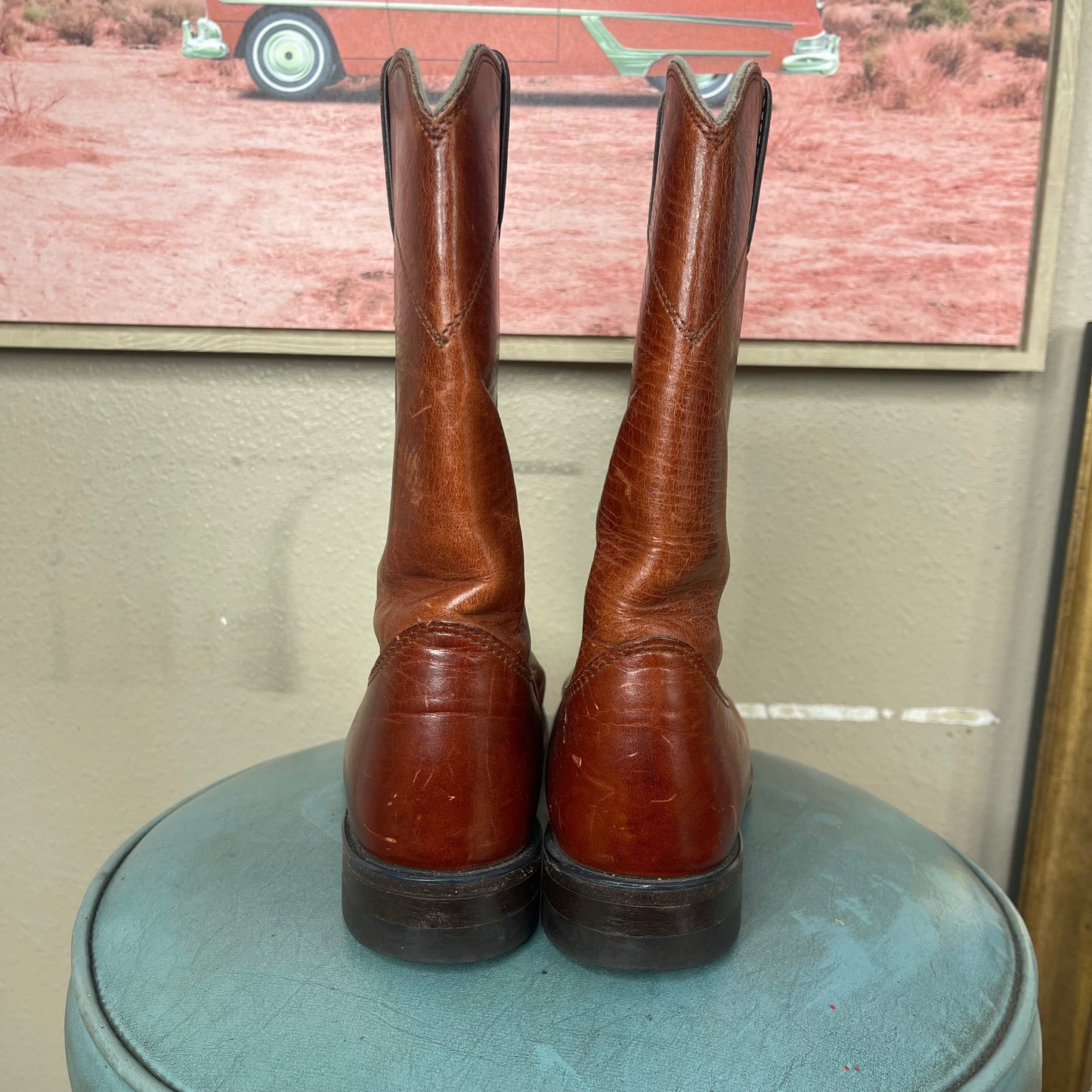 THRIFTED JUSTIN BROWN ROPER COWBOY BOOTS