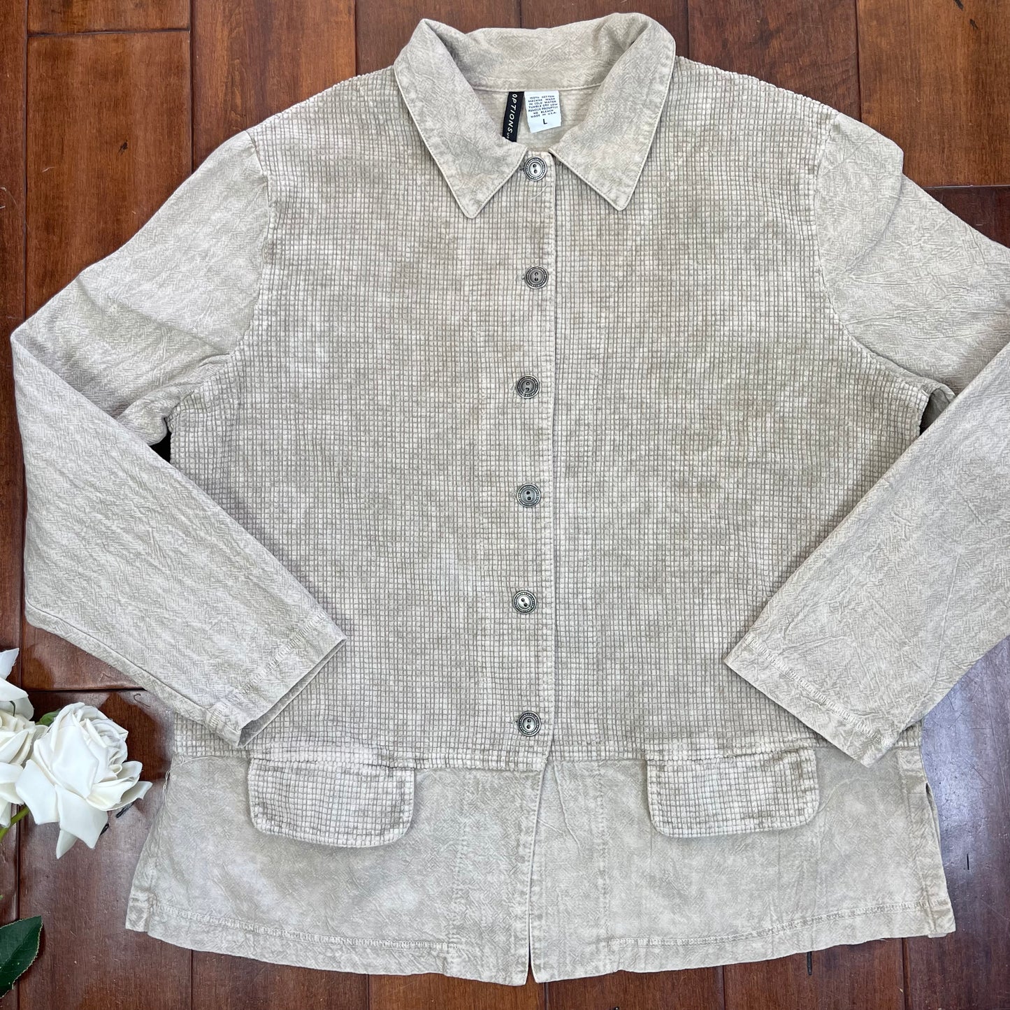 VINTAGE Y2K RIBBED BUTTON-UP