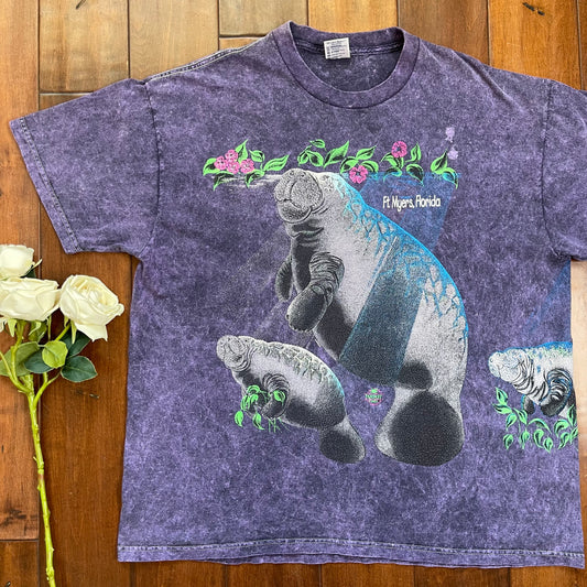 Vintage Manatees Ft. Myers, Florida Single-Stitched T-Shirt