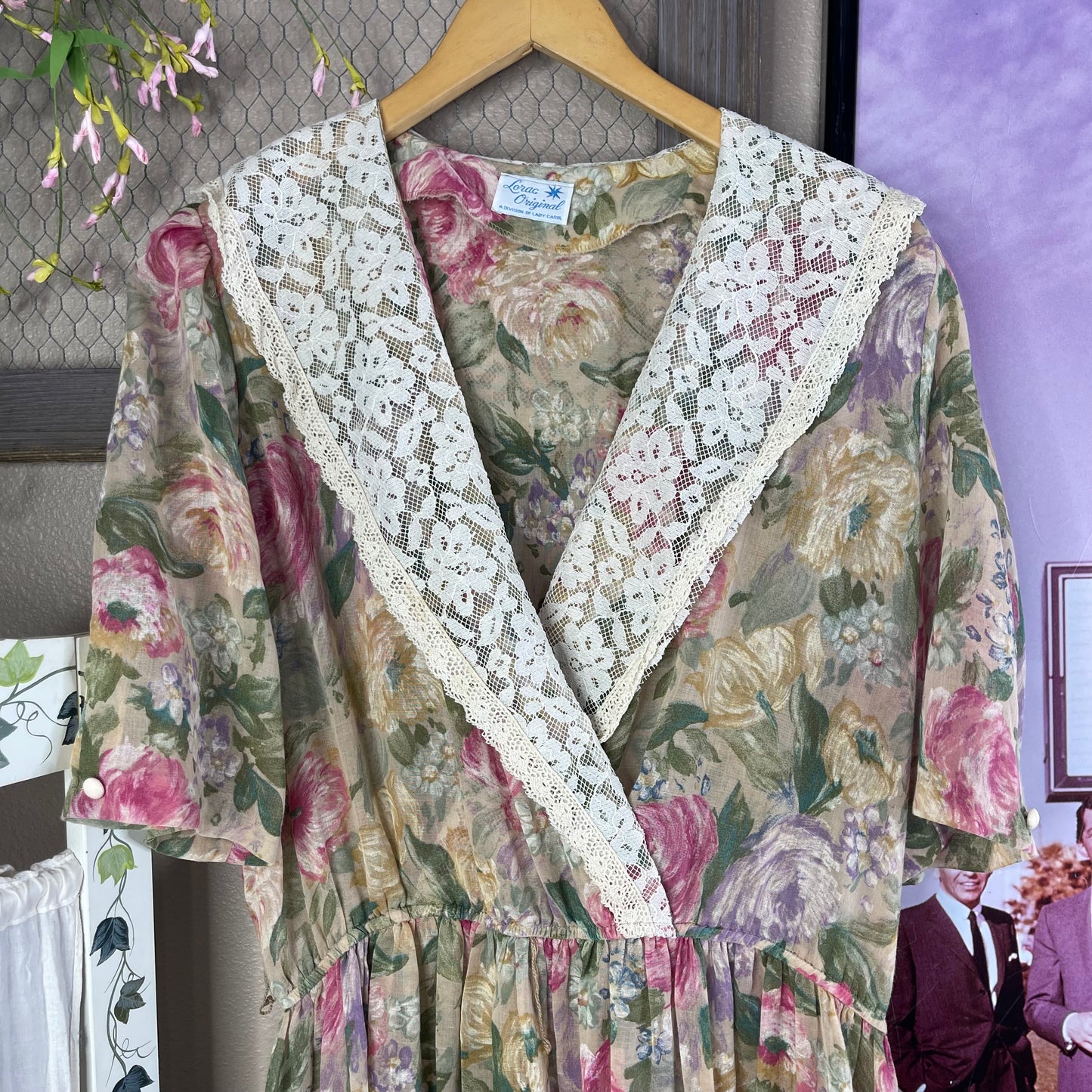 VINTAGE 80’S SHEER FLORAL DRESS