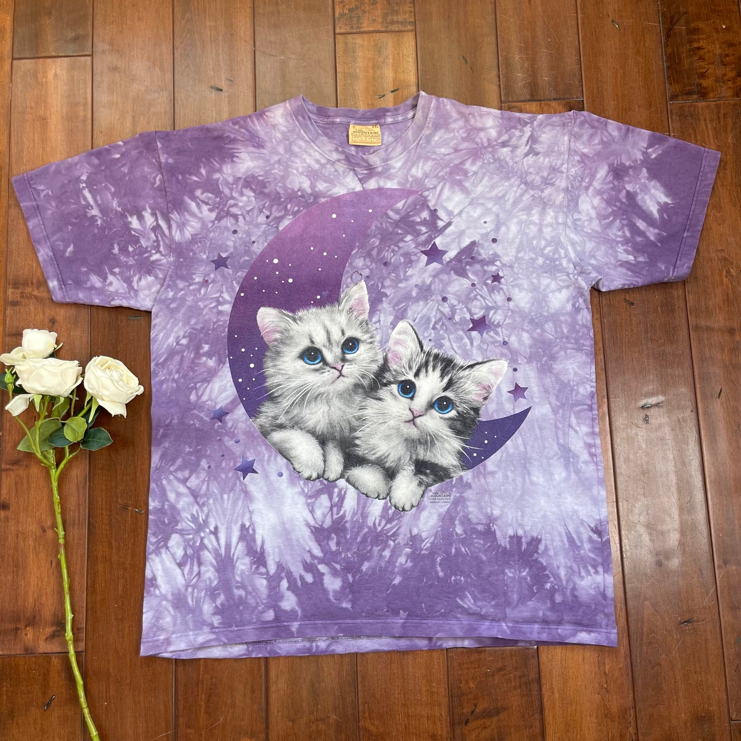 Vintage Y2K Whismygoth Moon, Stars & Kittens By The Mountain T-Shirt