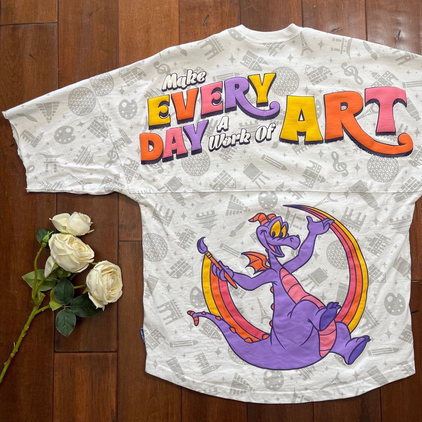 Thrifted Disney Parks EPCOT Festival Of The Arts 2024 Figment Spirit Cut-Up Jersey