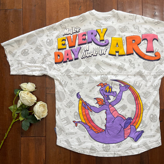 Thrifted Disney Parks EPCOT Festival Of The Arts 2024 Figment Spirit Cut-Up Jersey