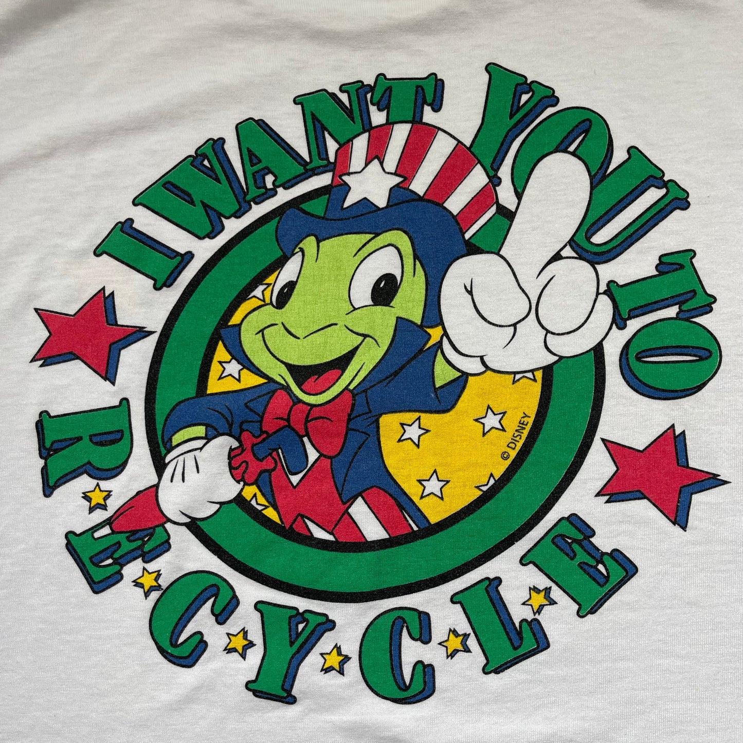 Vintage 90’s Rare Disney Jiminy Cricket Recycle T-Shirt