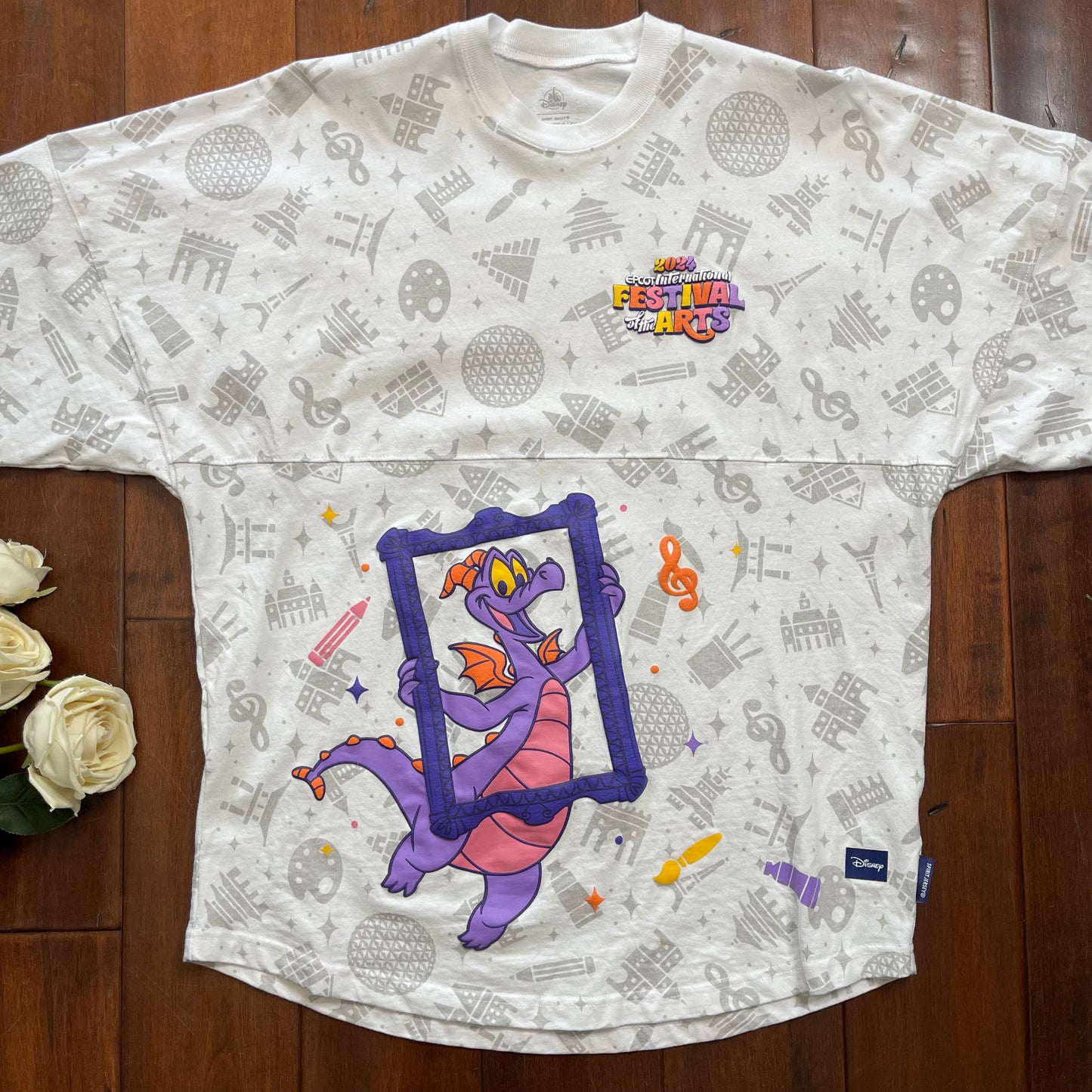 Thrifted Disney Parks EPCOT Festival Of The Arts 2024 Figment Spirit Cut-Up Jersey