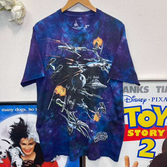 Thrifted Liquid Blue Disney Parks Star Wars Space Battle T Shirt