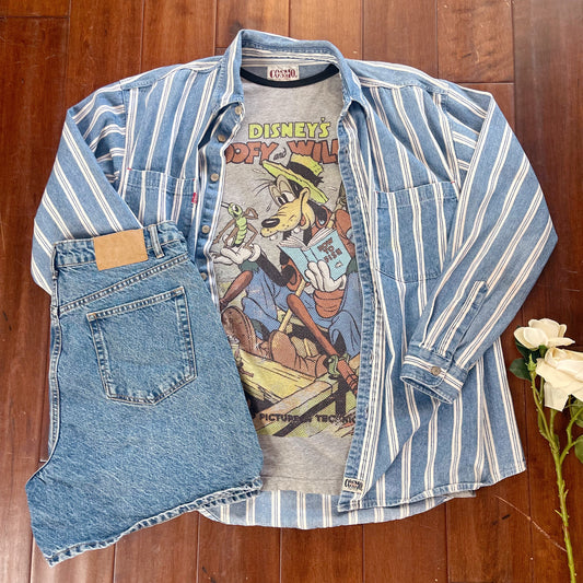 VINTAGE COSMO JEANS STRIPED BUTTON-UP