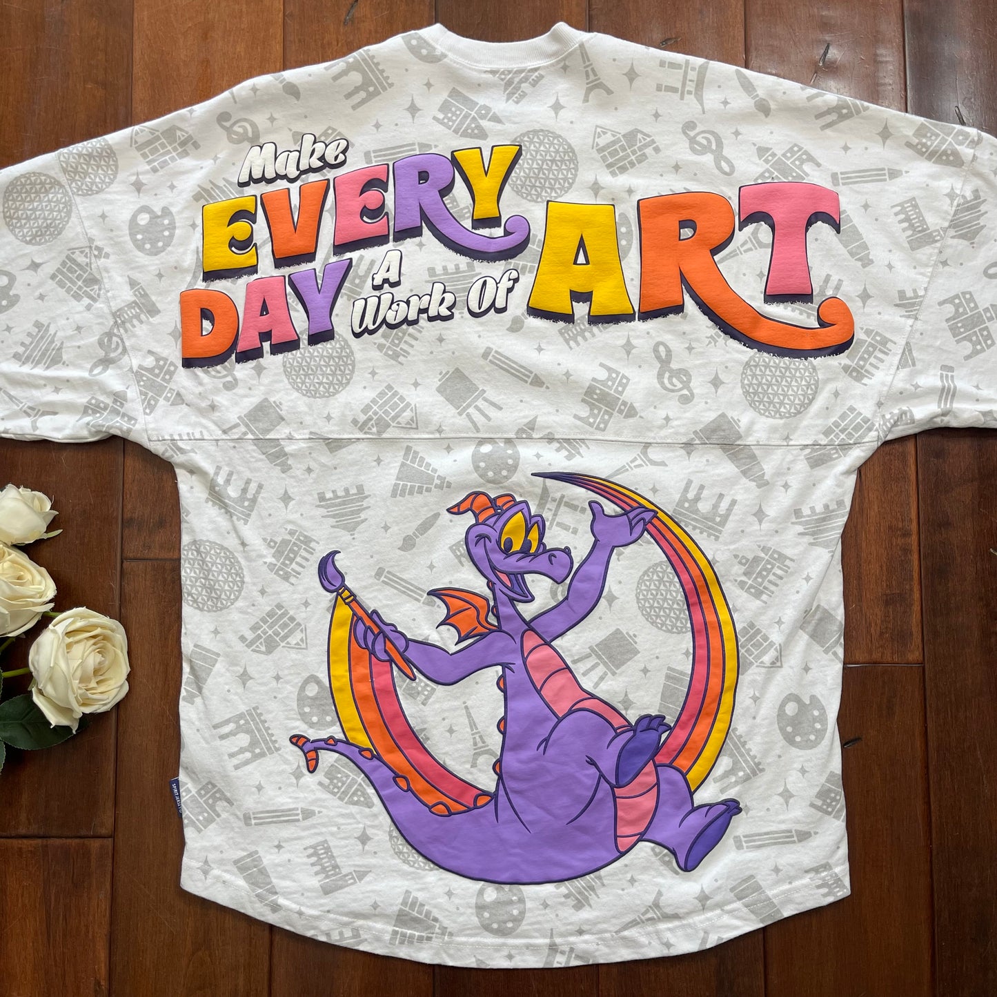 Thrifted Disney Parks EPCOT Festival Of The Arts 2024 Figment Spirit Cut-Up Jersey