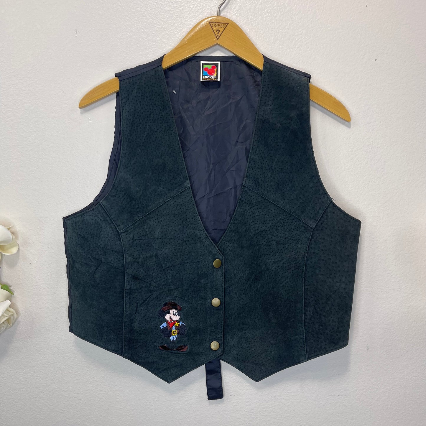Vintage Disney Mickey Mouse Cowboy Leather Vest
