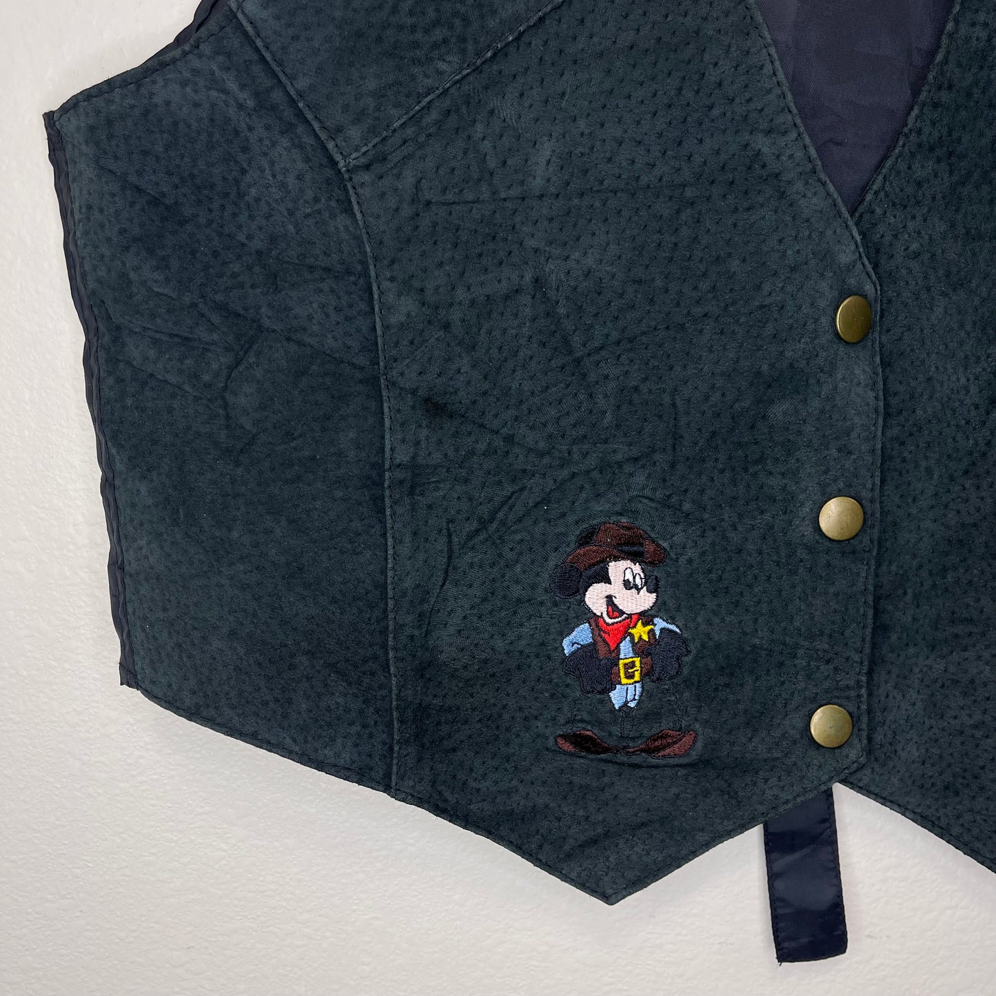 Vintage Disney Mickey Mouse Cowboy Leather Vest
