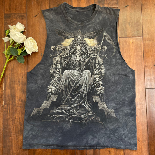 Vintage Y2K Grim Reapers Skull Throne T-Shirt