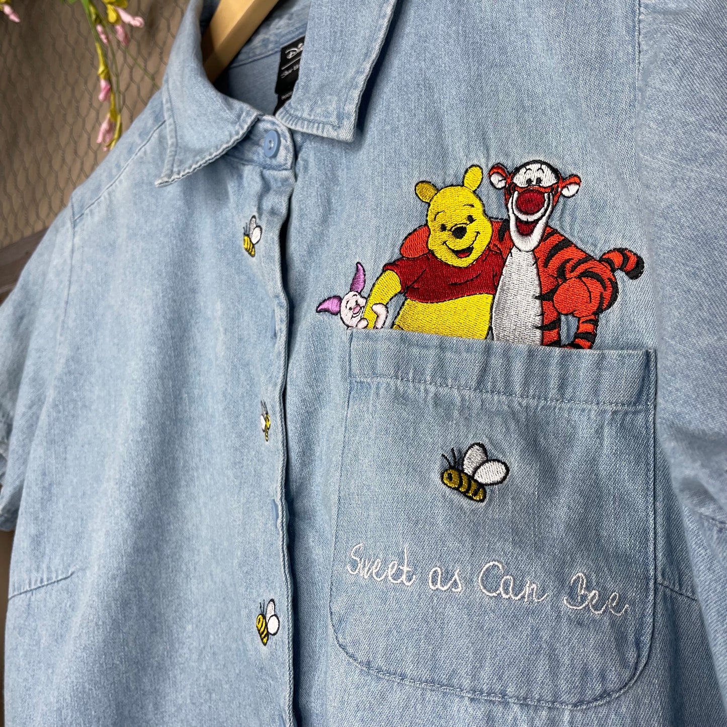 THRIFTED CROPPED WINNIE THE POOH BUTTON-UP