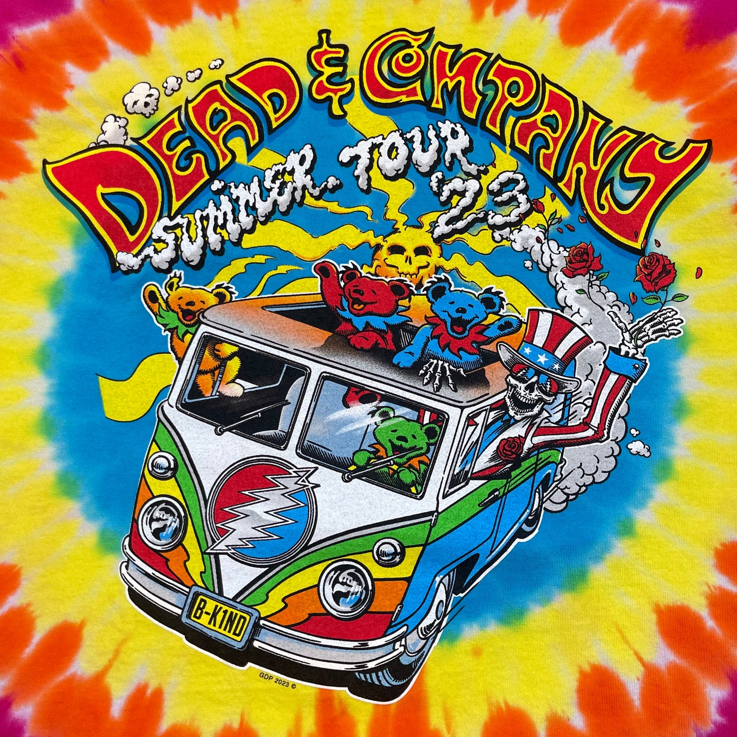 Thrifted Liquid Blue Grateful Dead Final Summer Tour 2023 Tie-Die T-Shirt