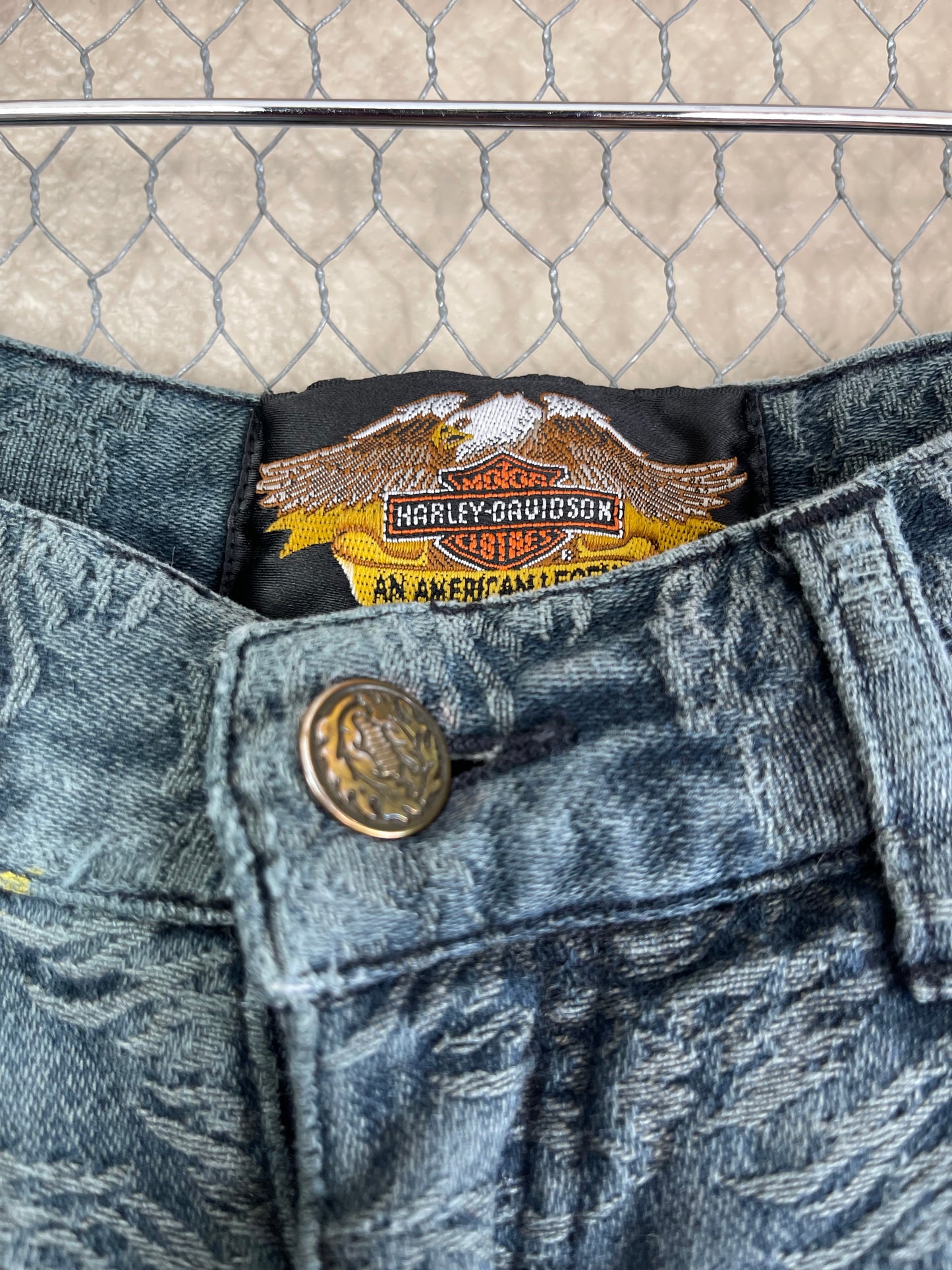 VINTAGE HARLEY DAVIDSON GRUNGY CUT-UP JEANS