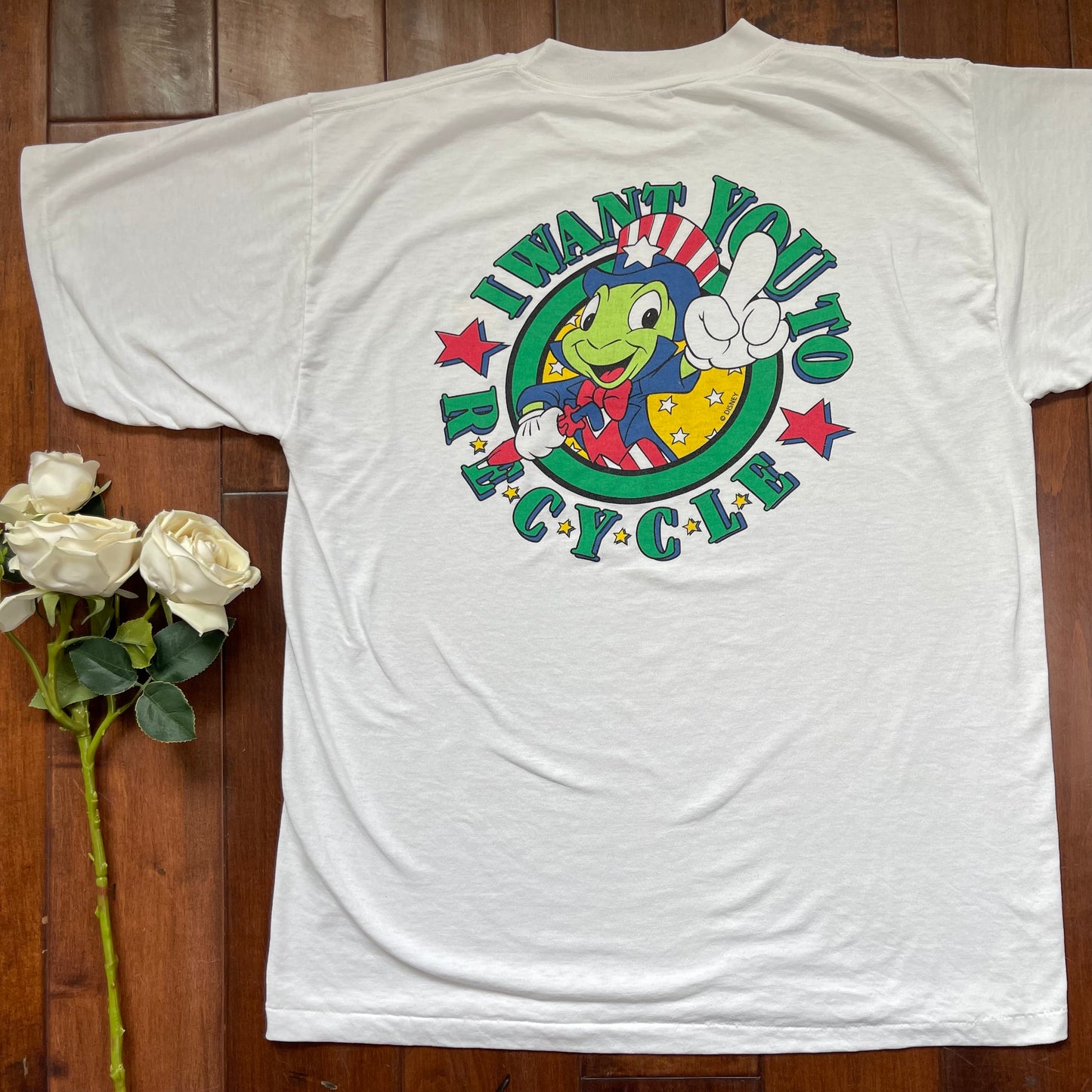Vintage 90’s Rare Disney Jiminy Cricket Recycle T-Shirt