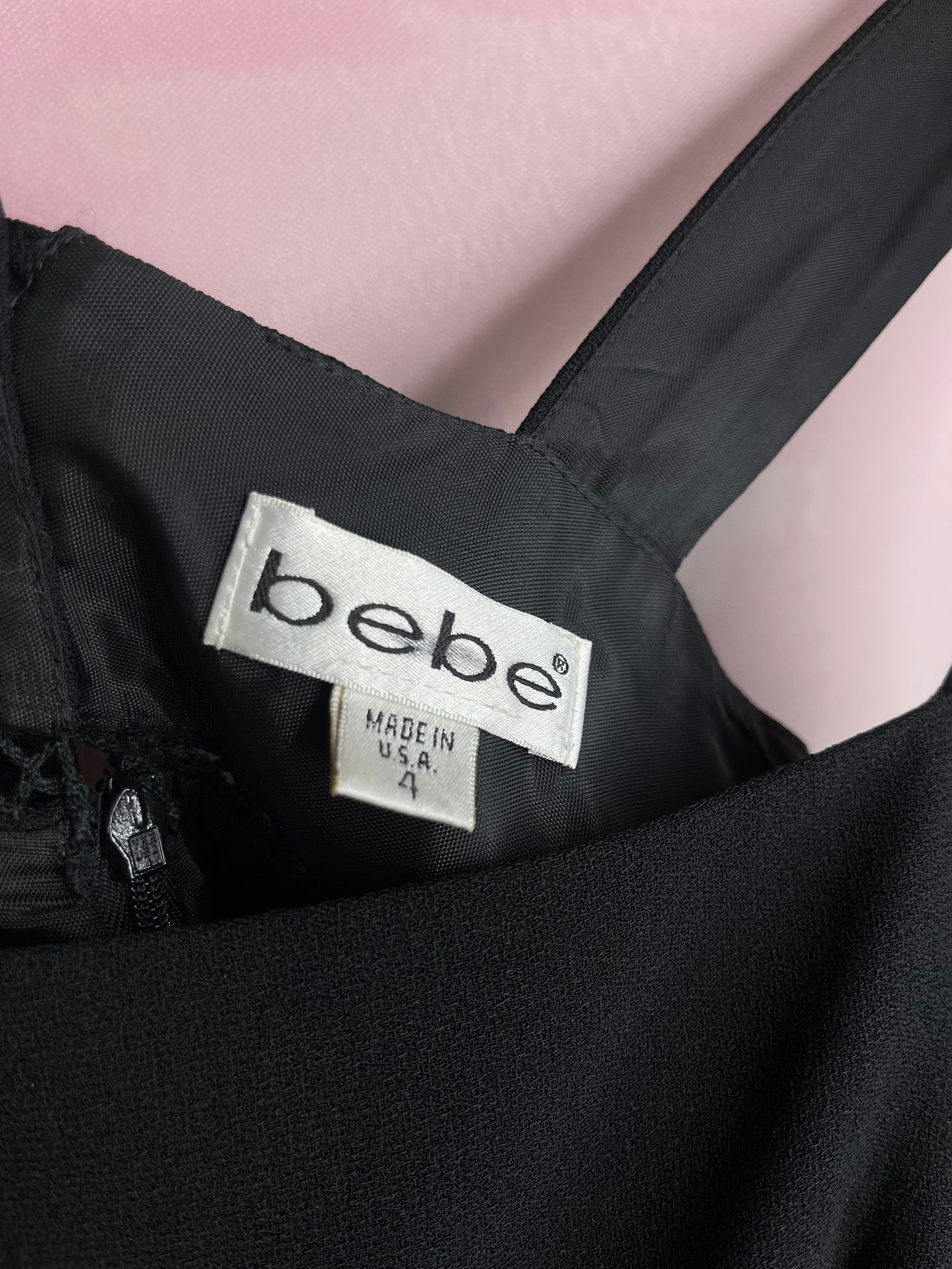 VINTAGE BEBE MINI BLACK DRESS