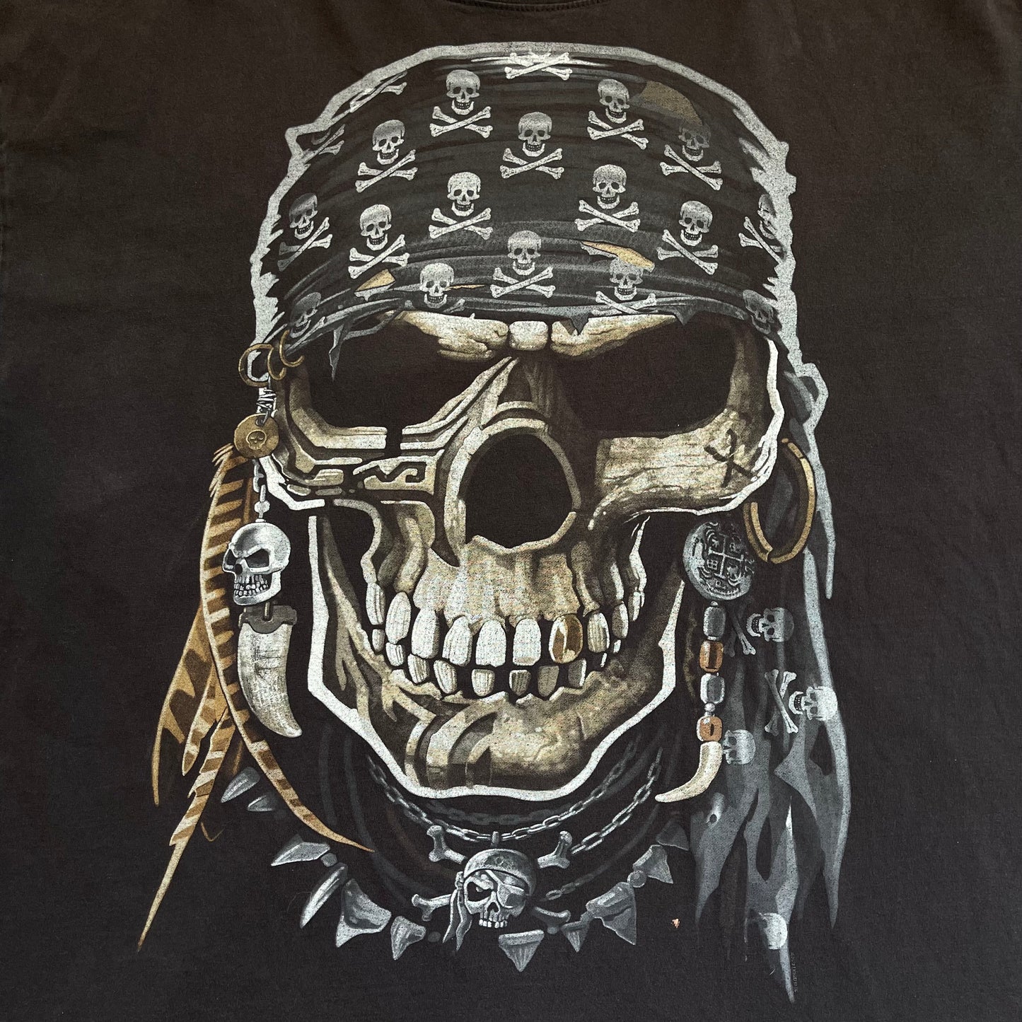 Vintage Liquid Blue Pirate Skull T-Shirt