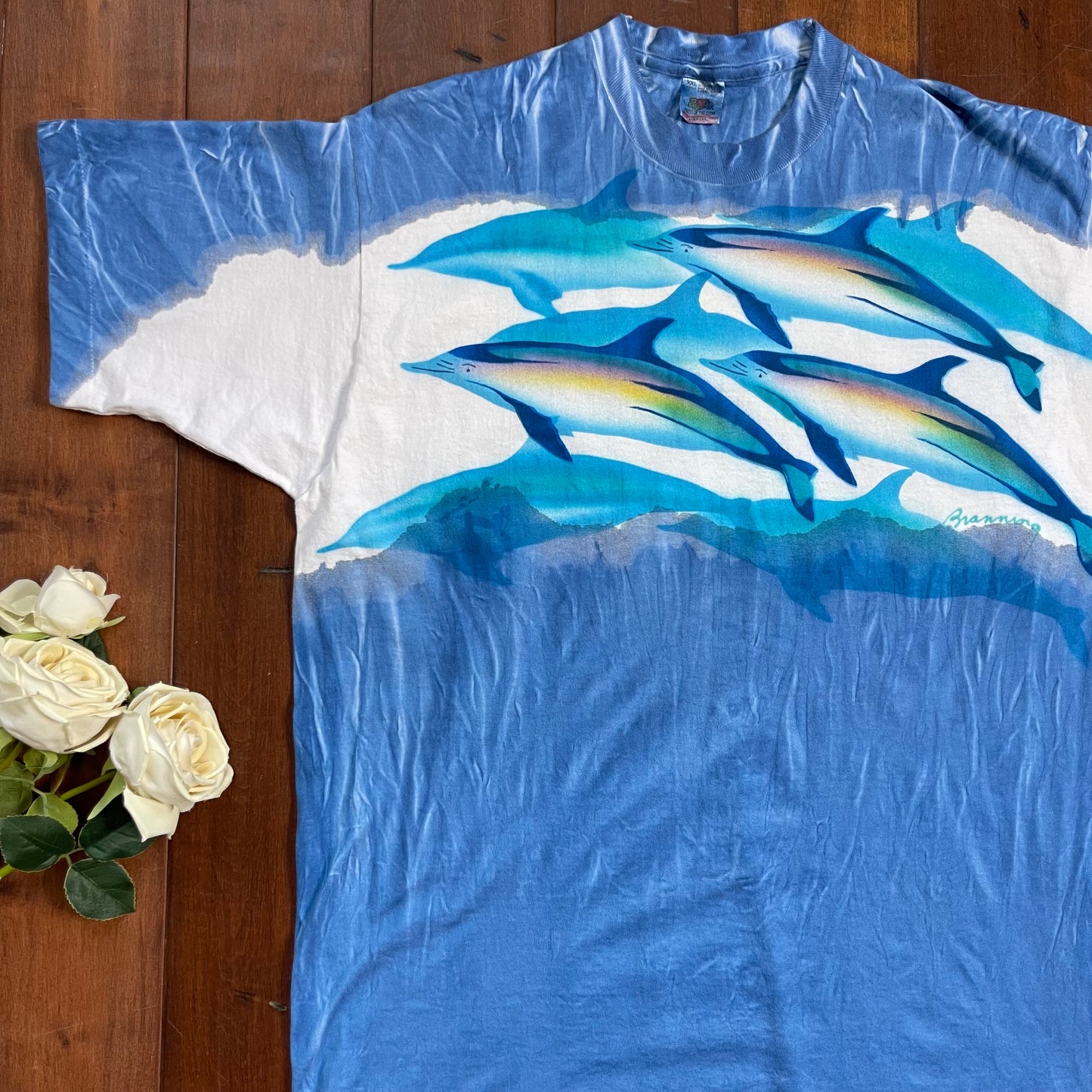 Vintage Dolphins Tie-Dye Single-Stitched T-Shirt