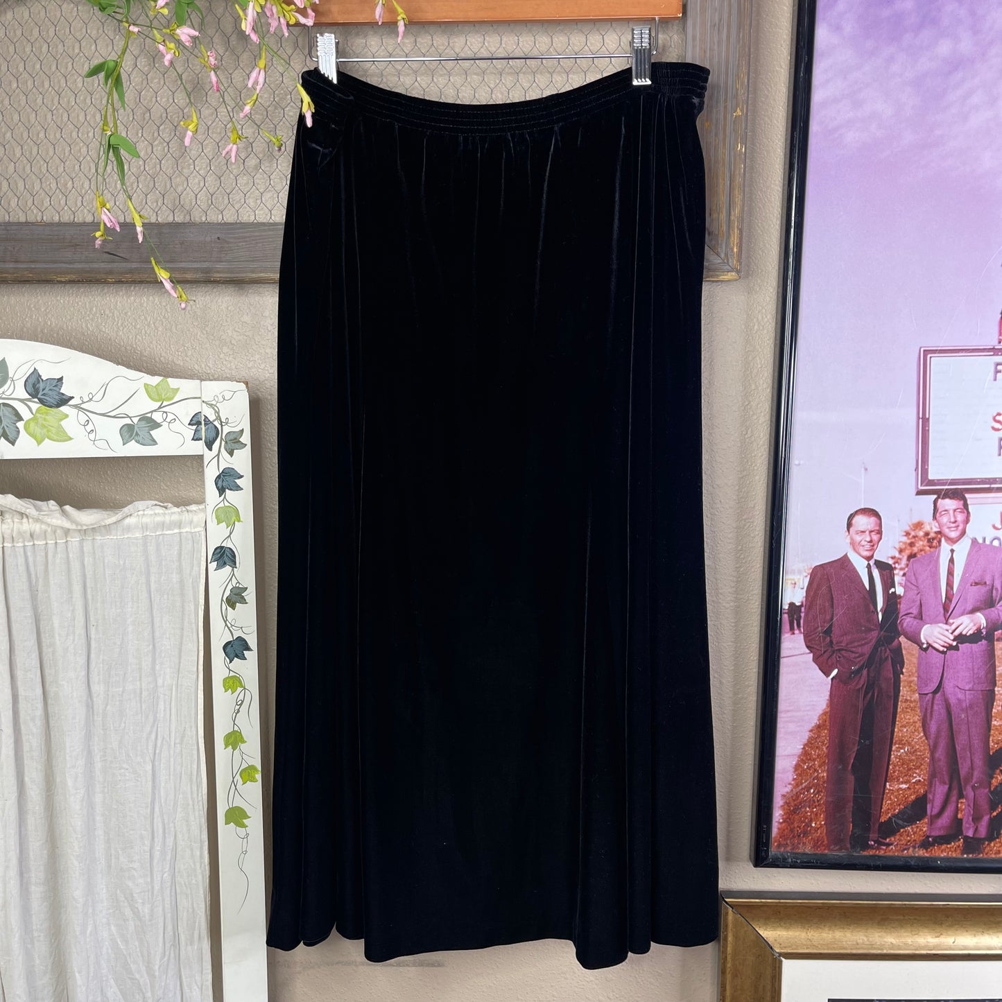 VINTAGE CRUSHED VELVET MAXI SKIRT