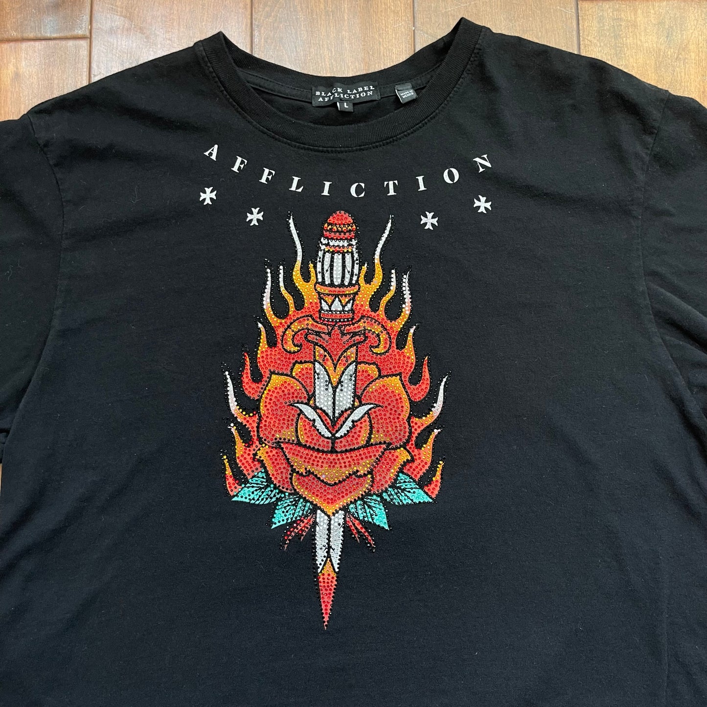 Vintage Y2K Affliction Black Label Rhinestone T-Shirt