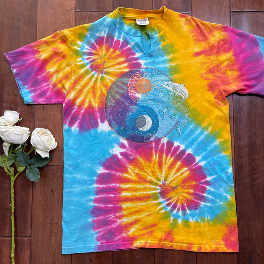 Vintage Peace Sign Tie-Dye Swirl Single Stitched T-Shirt