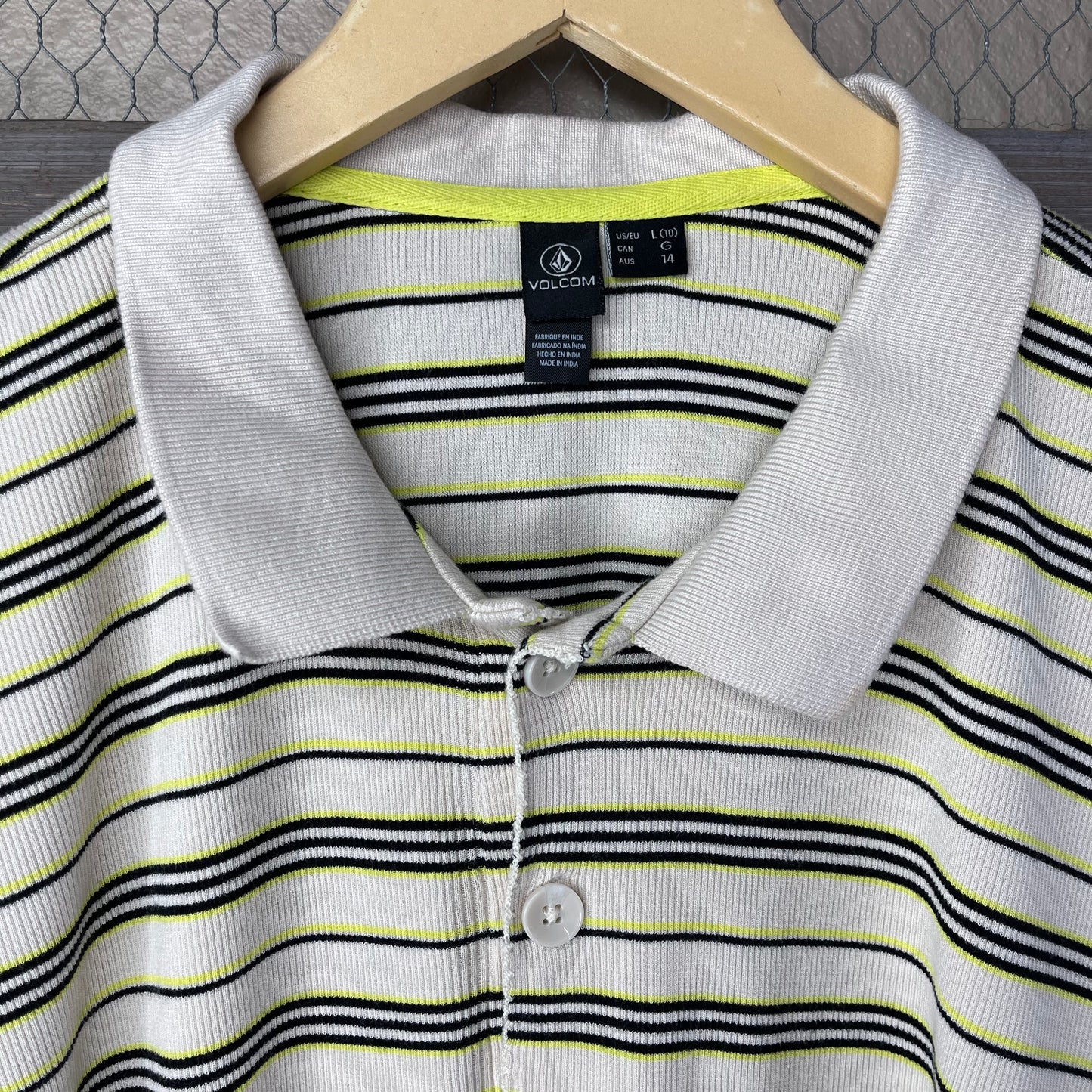 THRIFTED VOLCOM STRIPED BOXED POLO