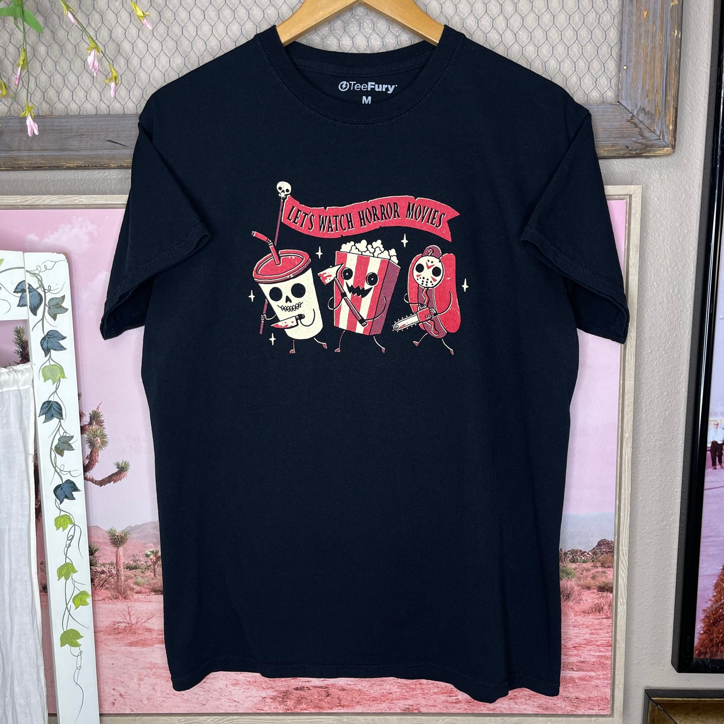 THRIFTED “LET’S WATCH HORROR MOVIES” T-SHIRT