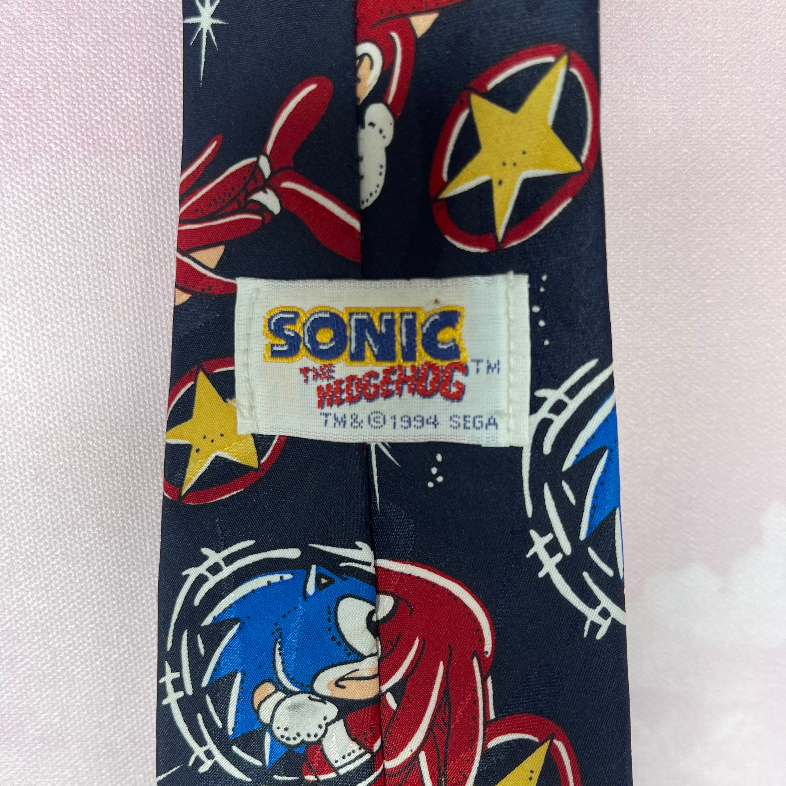 Vintage Sonic the Hedgehog Knuckles 1994 neck tie RARE red blue Sega Gamer stars sale