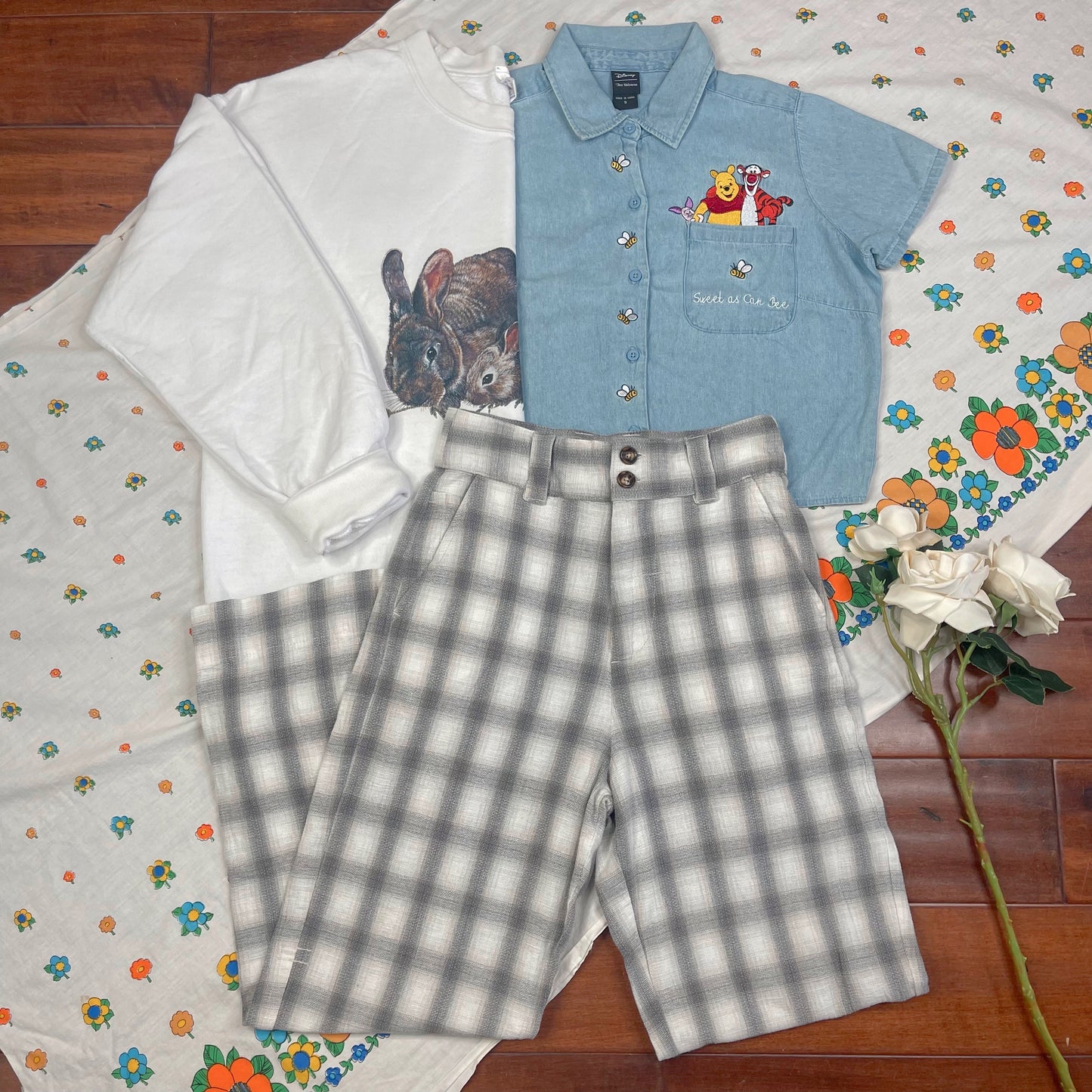 THRIFTED CROPPED WINNIE THE POOH BUTTON-UP