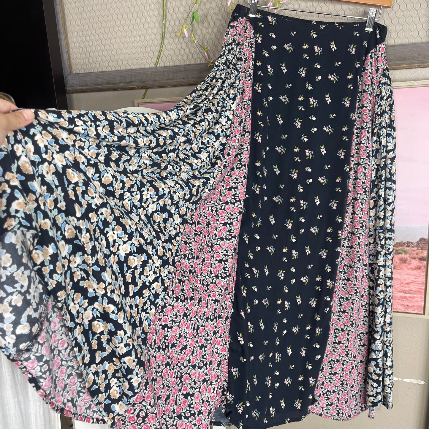 THRIFTED FREE PEOPLE MAXI FLORAL SKIRT